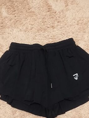 Women's Black Athletic Shorts with Elastic Drawstring Waist